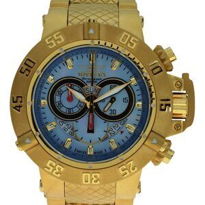 Men's 50mm Invicta Subaqua Noma III Yellow Gold Blue Dial Quartz Watch